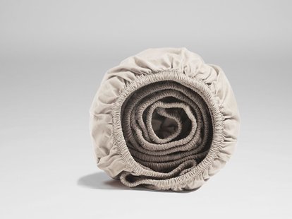 Yumeko Hoeslaken percal white sand 180x210x30 100% biologisch en fairtrade katoen, percal geweven