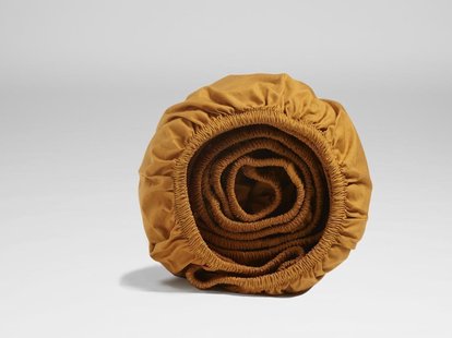 Yumeko Hoeslaken percal ochre yellow 180x210x30 100% biologisch en fairtrade katoen, percal geweven