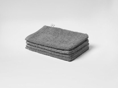 Yumeko Washandjes terry dark grey 15x22 - 4 st 100% biologisch en fairtrade katoen