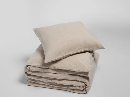 Yumeko Dekbedovertrek gewassen linnen natural 140x220 + 1/60x70 100% gewassen linnen