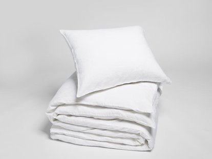 Yumeko Dekbedovertrek gewassen linnen pure white 140x220 + 1/60x70 100% gewassen linnen