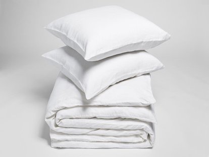 Yumeko Dekbedovertrek gewassen linnen pure white 200x220 + 2/60x70 100% gewassen linnen