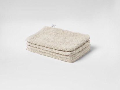 Yumeko Washandjes terry white sand 15x22 - 4 st 100% biologisch en fairtrade katoen