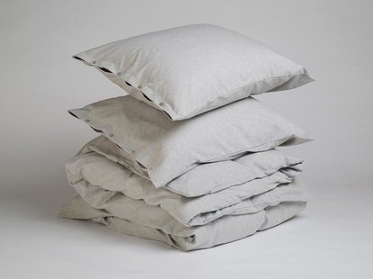 Yumeko Dekbedovertrek flanel light grey 260x220 + 2/60x70 100% biologisch katoen, flanel (licht geborsteld)