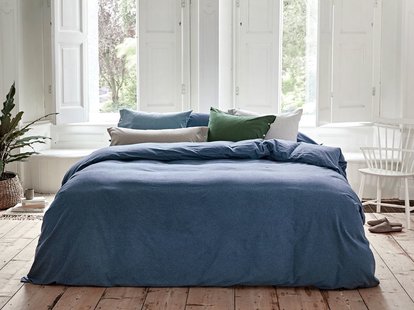 Yumeko Dekbedovertrek flanel denim blue 100% biologisch katoen, flanel (licht geborsteld)