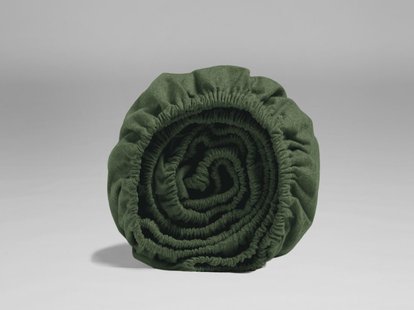 Yumeko Hoeslaken flanel moss green 90x210x30 100% biologisch katoen, flanel (licht geborsteld)