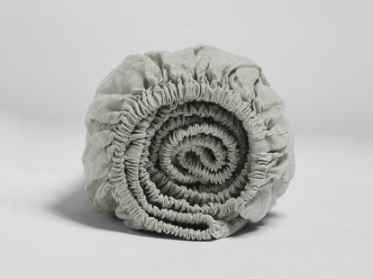 Yumeko Hoeslaken gewassen linnen misty green 180x200x30 100% gewassen linnen