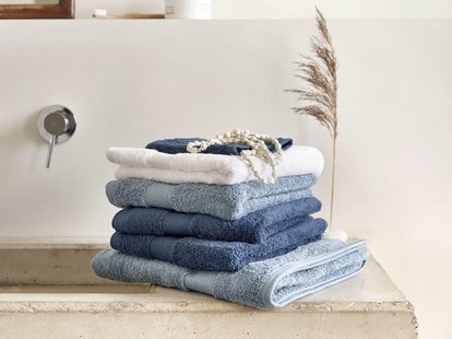 Yumeko Handdoeken terry faded blue 50x100 100% biologisch en fairtrade katoen