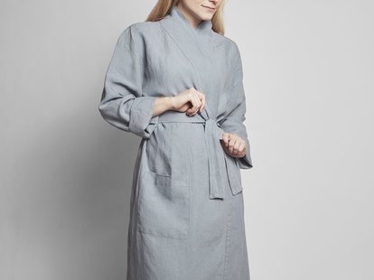 Yumeko Kimono badjas gewassen linnen dusk blue 100% gewassen linnen