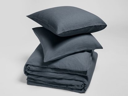 Yumeko Dekbedovertrek gewassen linnen earth blue 200x220 + 2/60x70 100% gewassen linnen