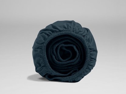 Yumeko Hoeslaken percal navy 180x210x30 100% biologisch en fairtrade katoen, percal geweven