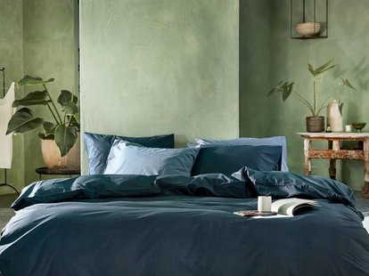 Yumeko Dekbedovertrek percal katoen navy 100% biologisch en fairtrade katoen, percal geweven