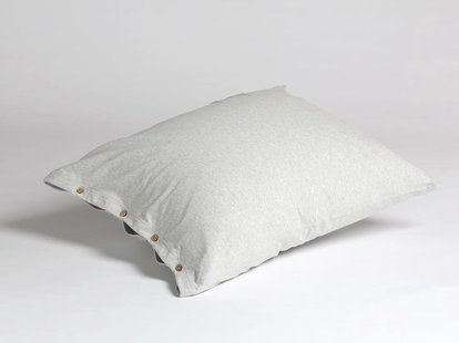 Yumeko Kussensloop jersey white grey 100% biologisch en fairtrade katoen, jersey katoen (gebreid)