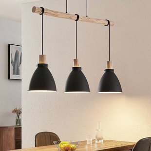 Lindby hanglamp Trebale, E27, Ø 28 cm, 3-lamps, hout