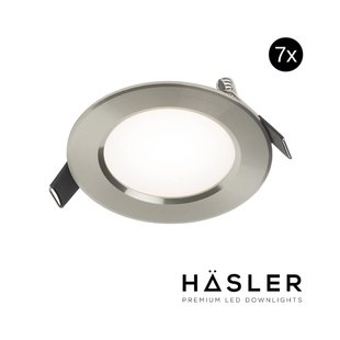 Inbouwspot Häsler Comarruga Incl. Fase Aansnijding Dimbaar 9.2 cm 4 Watt Helder Wit RVS Set 7x