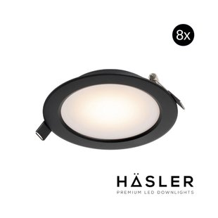 Inbouwspot Häsler Zamorra Incl. Fase Aansnijding Dimbaar 13.7 cm 8 Watt Warm Wit Zwart Set 8x
