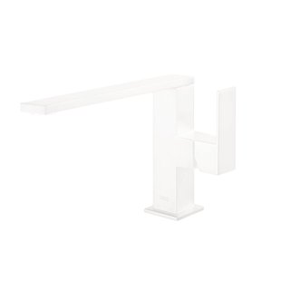 Wastafelmengkraan Tres Cuadro Exclusive 1-Hendel Uitloop Recht 14 cm Vierkant Mat Wit