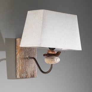 ONLI Wandlamp Seregon met steendecor en stoffen kap