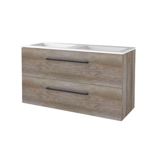 Badmeubelset BWS Salt 120x46cm Met Grepen 2 Lades Met Wastafel Scotch Oak