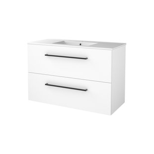 Badmeubelset BWS Salt 100x46cm Met Grepen 2 Lades Met Wastafel 1 Kraangat Ice White