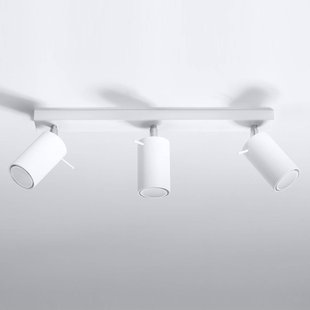 SOLLUX LIGHTING Plafondspot Round, wit, 3-lamps lineair