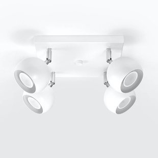 SOLLUX LIGHTING Plafondspot Flame, wit, 4-lamps vierkant