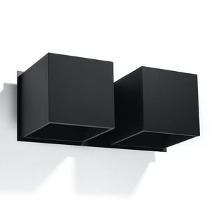 SOLLUX LIGHTING Wandlamp Ara 2 up/down van aluminium 2-lamps zwart