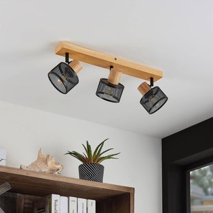 Lindby Evinora plafondspot van hout, 3-lamps