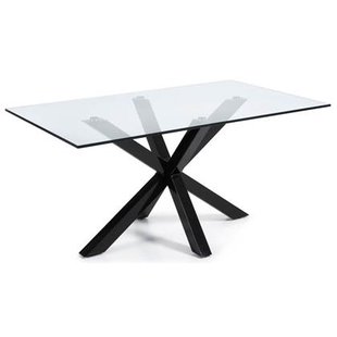 Kave Home Argo Eettafel - 160 x 90 cm - Glas / Zwart