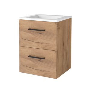 Badmeubelset BWS Salt 50x46cm Met Grepen 2 Lades Met Wastafel Acryl Whisky Oak
