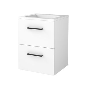 Badmeubelset BWS Salt 50x46cm Met Grepen 2 Lades Met Wastafel Acryl 1 Kraangat Ice White