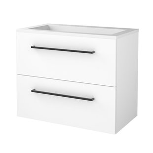 Badmeubelset BWS Salt 80x46cm Met Grepen 2 Lades Met Wastafel Acryl Ice White