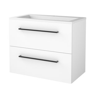 Badmeubelset BWS Salt 80x46cm Met Grepen 2 Lades Met Wastafel Acryl 1 Kraangat Ice White