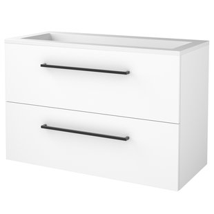 Badmeubelset BWS Salt 100x46cm Met Grepen 2 Lades Met Wastafel Acryl 1 Kraangat Ice White