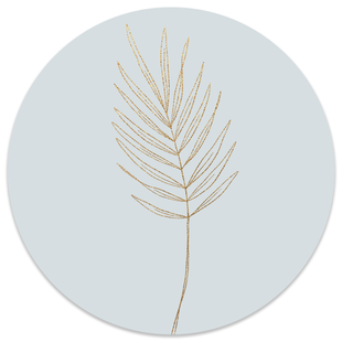 Wanddecoratie cirkel Leaf Blue Gold outdoor | Label2X Wanddecoratie cirkel Leaf Blue Gold outdoor | Label2X