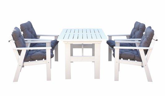 Set van 4 tuinstoelen met kussens en tuintafel Venta | House of Woods