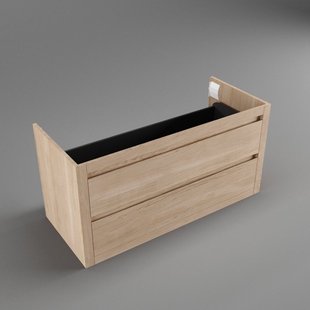 Forzalaqua Gela Onderkast 100x51x50cm met 2 Lades Greeploos Smoke Massief Eiken