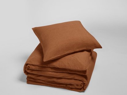 Yumeko Dekbedovertrek gewassen linnen almond brown 140x220 + 1/60x70