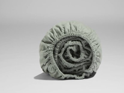 Yumeko Hoeslaken flanel pale green 180x210x30 100% biologisch katoen, flanel (licht geborsteld)