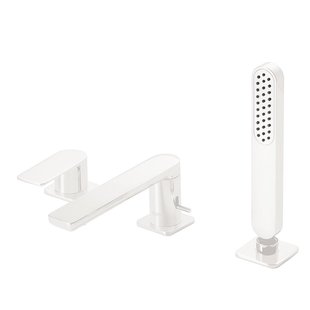 Badrandkraan Tres Loft Colors 1-Hendel Rechte Uitloop 18 cm met Omstel en Handdouche Mat Wit