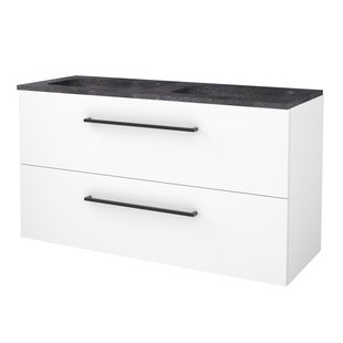 Badmeubelset BWS Salt 120x46cm Met Grepen 2 Lades Met Wastafel Hardsteen Ice White