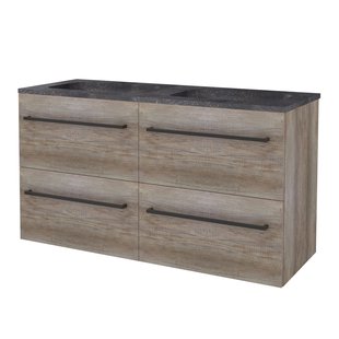 Badmeubelset BWS Salt 120x46cm Met Grepen 4 Lades Met Wastafel Hardsteen 2 Kraangaten Scotch Oak