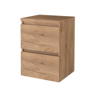 Badmeubelset BWS Salt 50x46cm Greeploos 2 Lades Met Afdekplaat Whisky Oak
