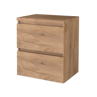 Badmeubelset BWS Salt 60x46cm Greeploos 2 Lades Met Afdekplaat Whisky Oak