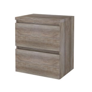 Badmeubelset BWS Salt 60x46cm Greeploos 2 Lades Met Afdekplaat Scotch Oak