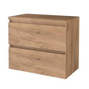 Badmeubelset BWS Salt 80x46cm Greeploos 2 Lades Met Afdekplaat Whisky Oak
