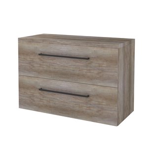 Badmeubelset BWS Salt 100x46cm Met Grepen 2 Lades Met Afdekplaat Scotch Oak