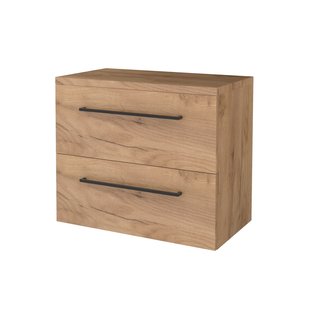 Badmeubelset BWS Salt 80x46cm Met Grepen 2 Lades Met Afdekplaat Whisky Oak