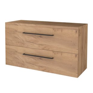 Badmeubelset BWS Salt 120x46cm Met Grepen 2 Lades Met Afdekplaat Whisky Oak