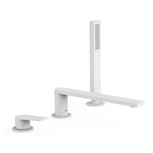 Badrandkraan Tres Project 1-Hendel Rechte Uitloop 23 cm met Omstel en Handdouche Mat Wit